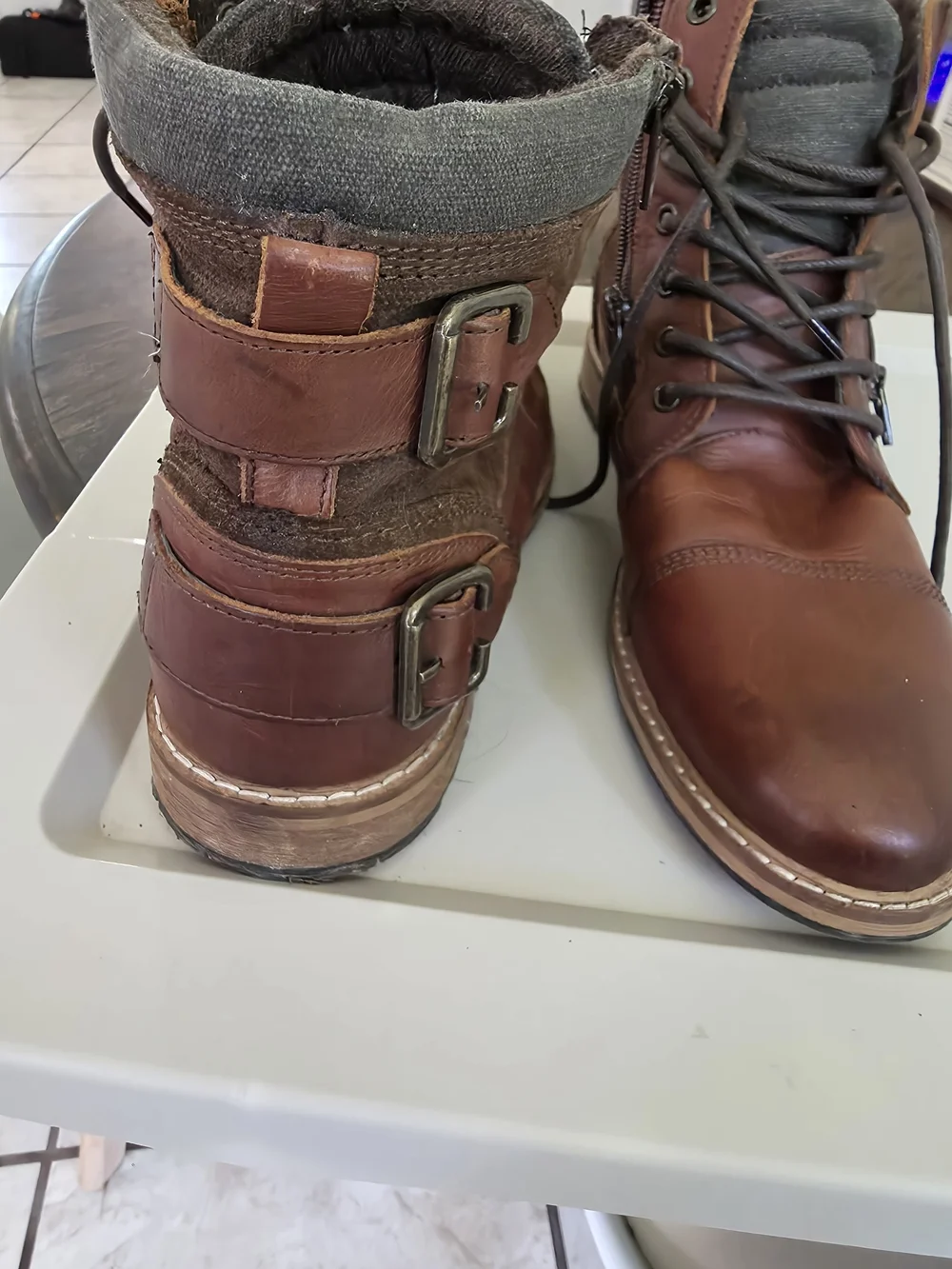 Franco Fortini Men's Brown Leather Lace-Up Winter Boots